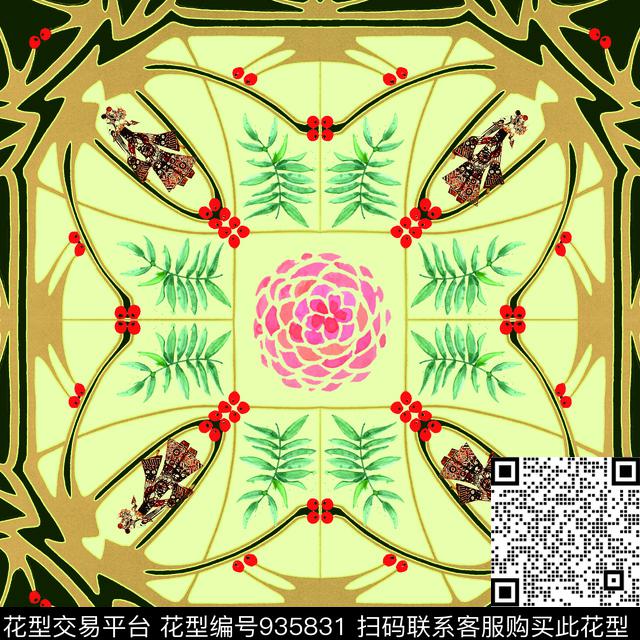 皮影民族风趣味数码印花华亿平台下载（图片编号: 935831） - 瓦栏（Walan）