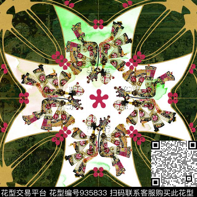 皮影民族风趣味数码印花华亿平台下载（图片编号: 935833） - 瓦栏（Walan）