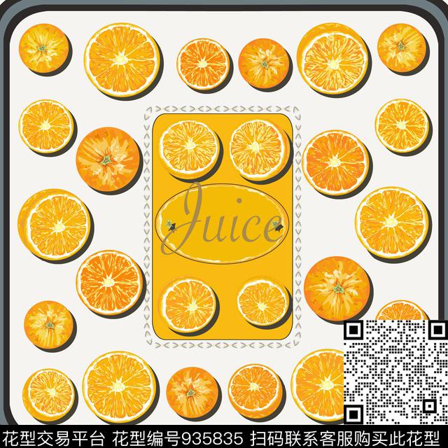 趣味几何水果数码印花华亿平台下载（图片编号: 935835） - 瓦栏（Walan）