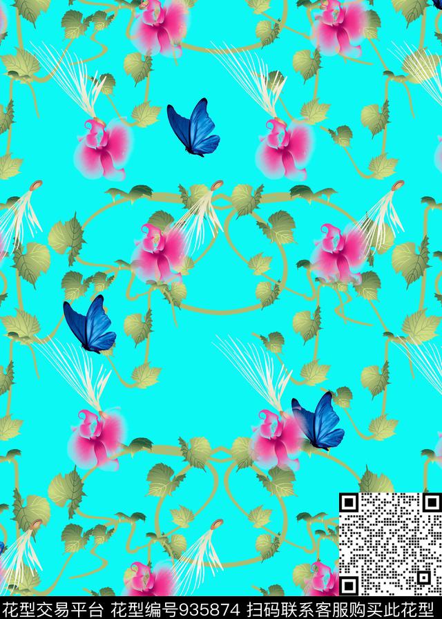 植物花卉简约传统印花华亿平台下载（图片编号: 935874） - 瓦栏（Walan）