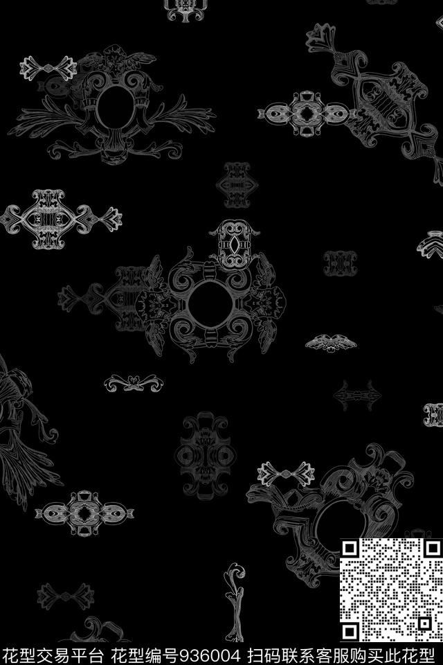 抽象男装黑白华亿平台数码印花华亿平台下载（图片编号: 936004） - 瓦栏（Walan）