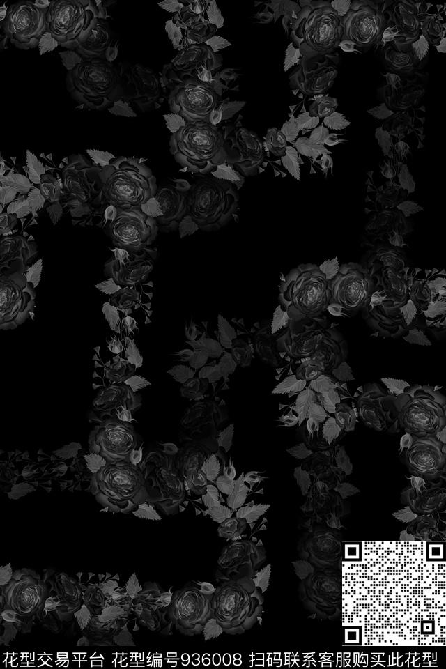 抽象男装黑白华亿平台数码印花华亿平台下载（图片编号: 936008） - 瓦栏（Walan）