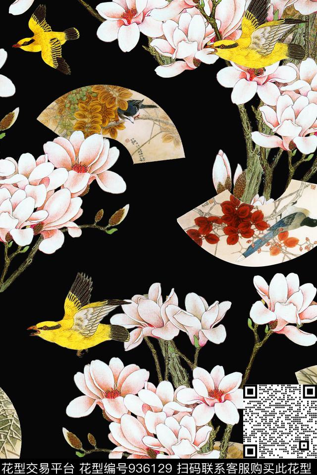 民族风花鸟中国风数码印花华亿平台下载（图片编号: 936129） - 瓦栏（Walan）