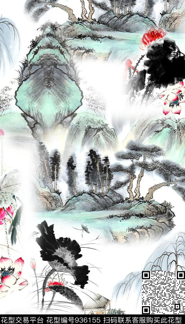 几何定位水墨风波点数码印花华亿平台下载（图片编号: 936155） - 瓦栏（Walan）