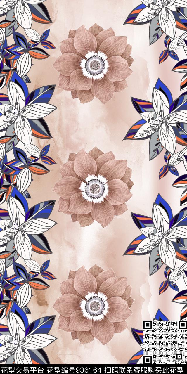手绘花卉民族风数码华亿平台数码印花华亿平台下载（图片编号: 936164） - 瓦栏（Walan）