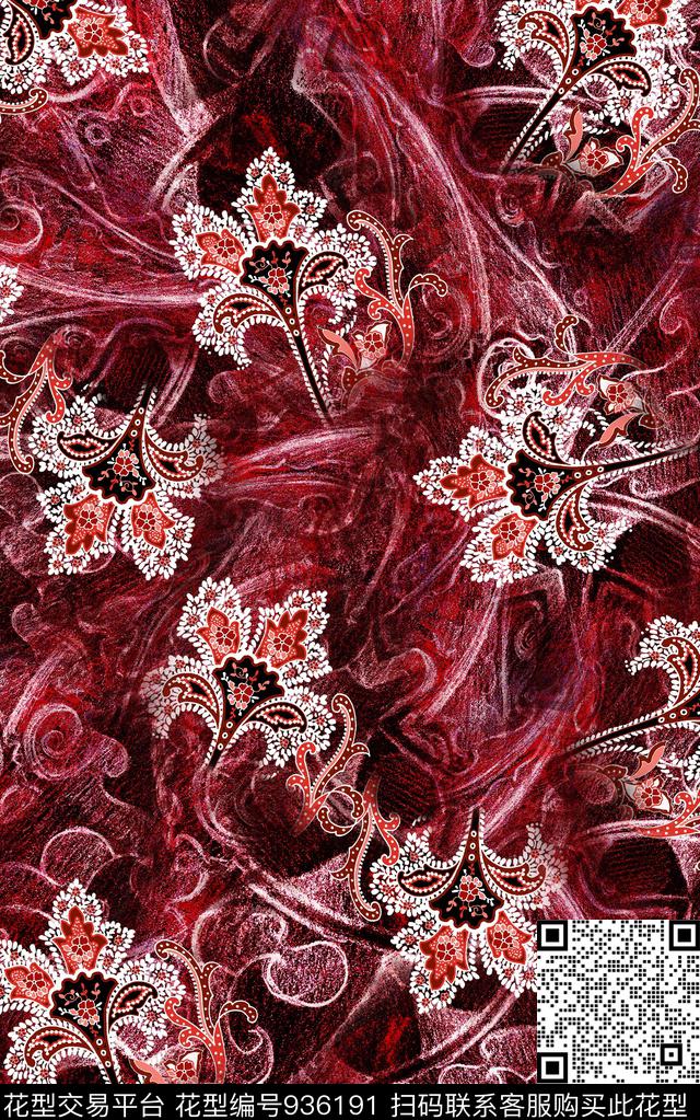 数码华亿平台花卉民族风数码印花华亿平台下载（图片编号: 936191） - 瓦栏（Walan）