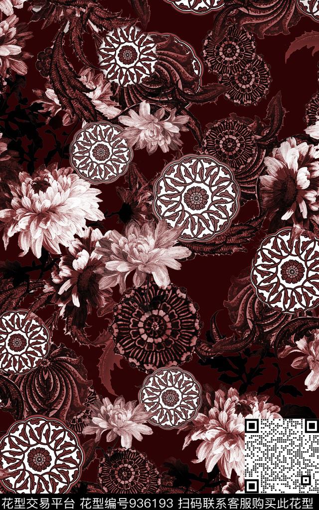 数码华亿平台民族风几何数码印花华亿平台下载（图片编号: 936193） - 瓦栏（Walan）