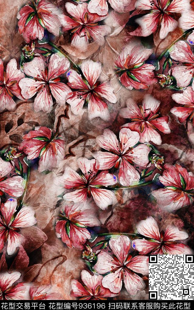 数码华亿平台花卉民族风数码印花华亿平台下载（图片编号: 936196） - 瓦栏（Walan）