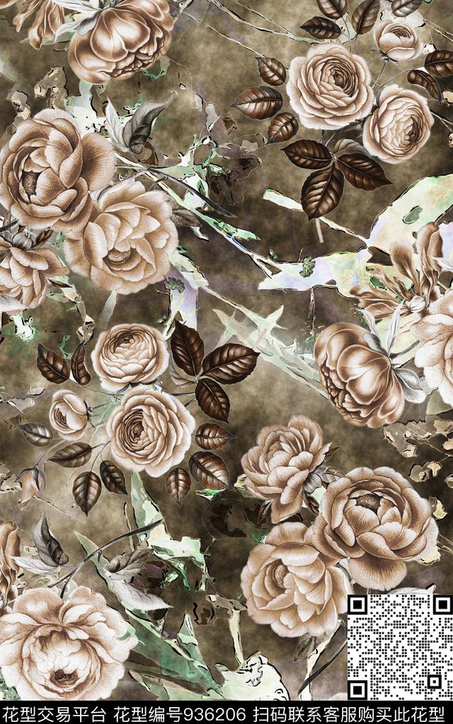 花卉民族风几何数码印花华亿平台下载（图片编号: 936206） - 瓦栏（Walan）