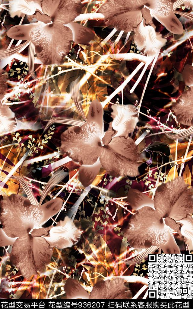 花卉民族风几何数码印花华亿平台下载（图片编号: 936207） - 瓦栏（Walan）