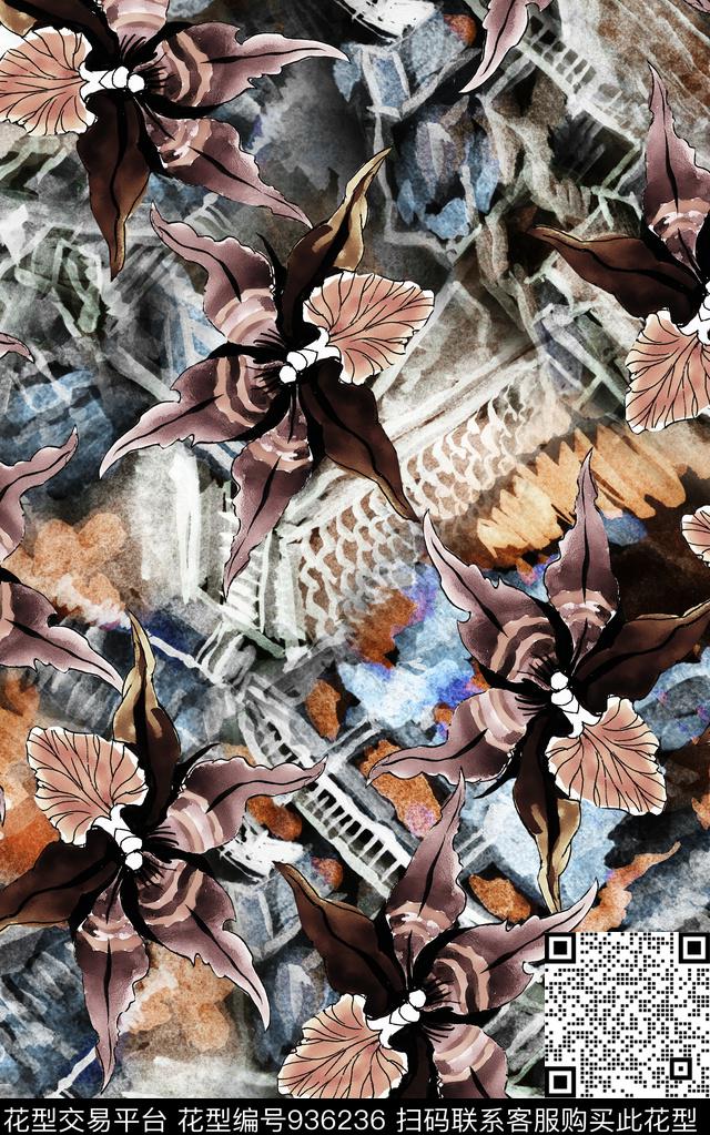 数码华亿平台花卉民族风数码印花华亿平台下载（图片编号: 936236） - 瓦栏（Walan）