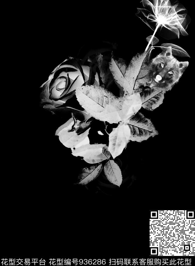 男装胸前独幅定位花数码印花华亿平台下载（图片编号: 936286） - 瓦栏（Walan）