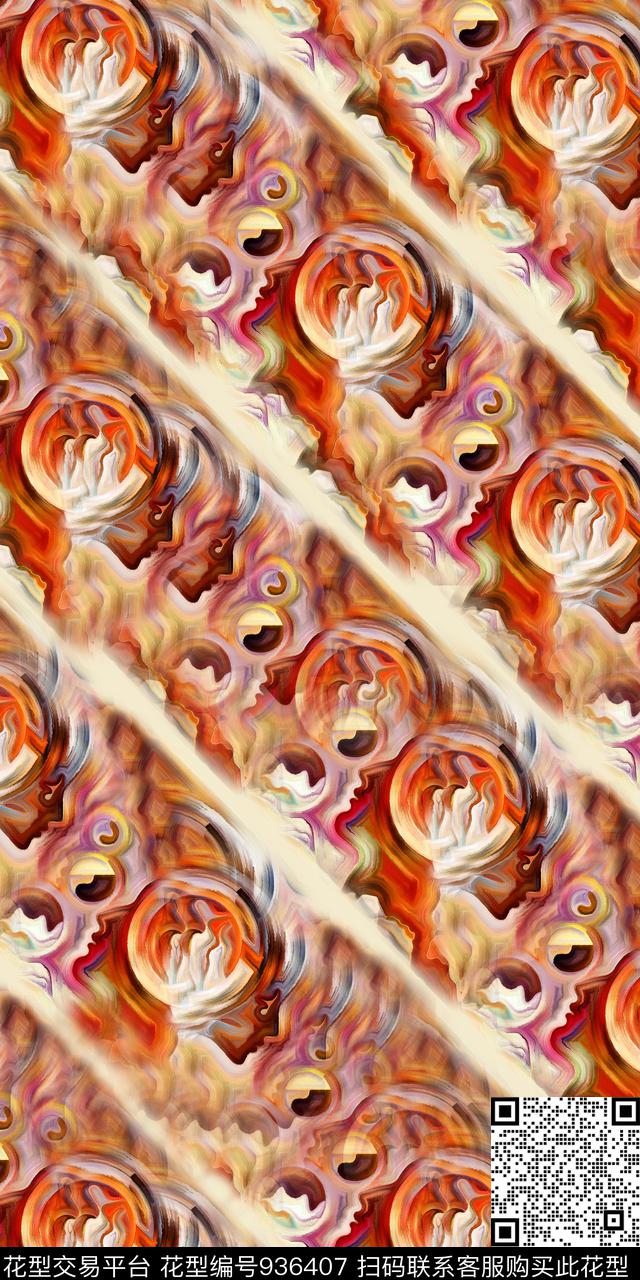 线条抽象几何数码印花华亿平台下载（图片编号: 936407） - 瓦栏（Walan）