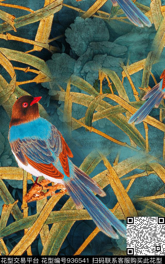 中国风花卉荷花数码印花华亿平台下载（图片编号: 936541） - 瓦栏（Walan）