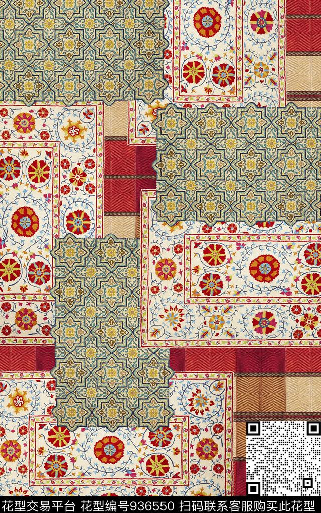 数码华亿平台格子民族风数码印花华亿平台下载（图片编号: 936550） - 瓦栏（Walan）