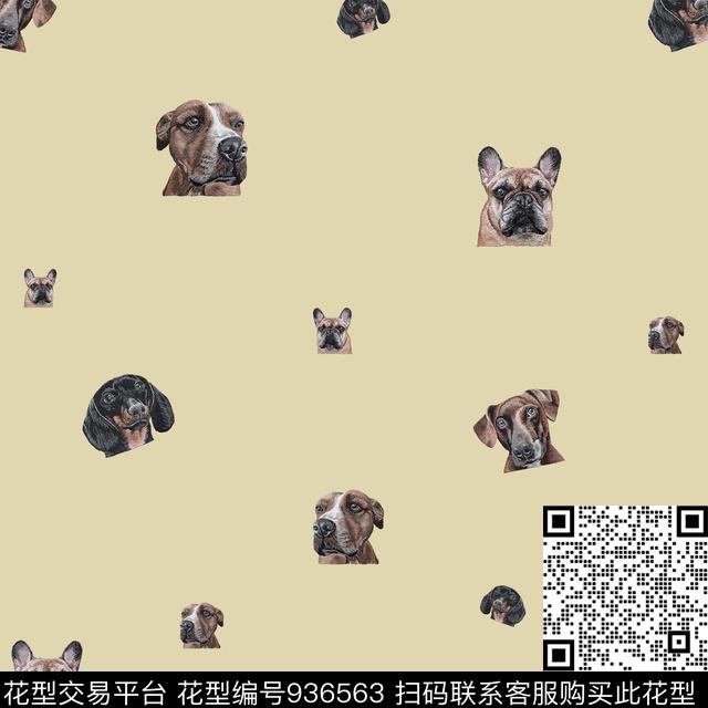 动物狗绣花华亿平台数码印花华亿平台下载（图片编号: 936563） - 瓦栏（Walan）