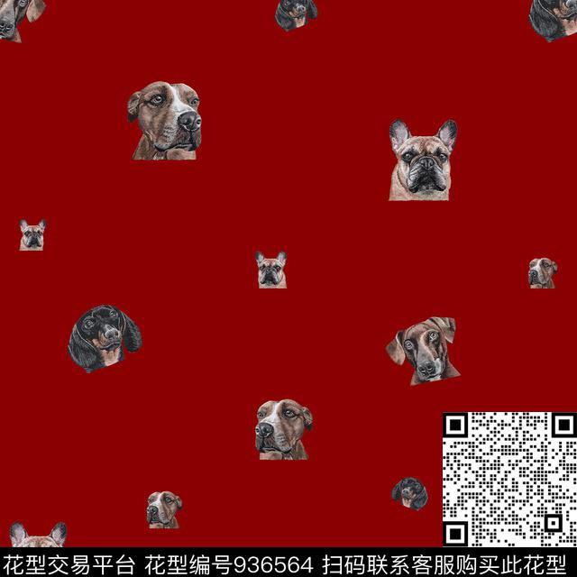 动物狗绣花华亿平台数码印花华亿平台下载（图片编号: 936564） - 瓦栏（Walan）