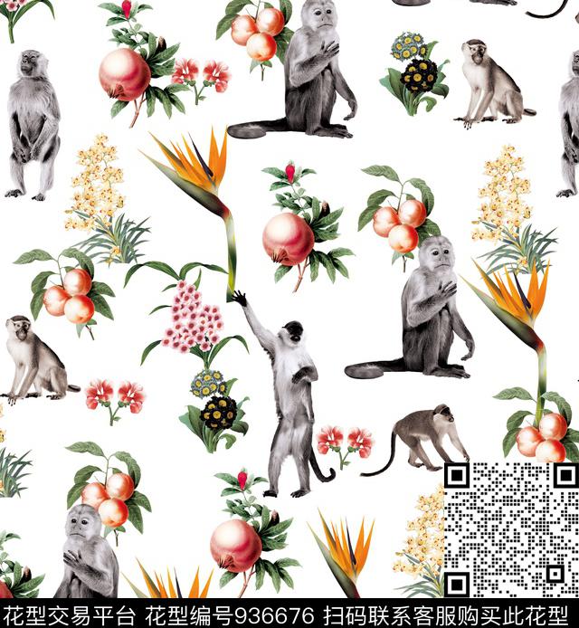 数码华亿平台石榴手绘花卉数码印花华亿平台下载（图片编号: 936676） - 瓦栏（Walan）