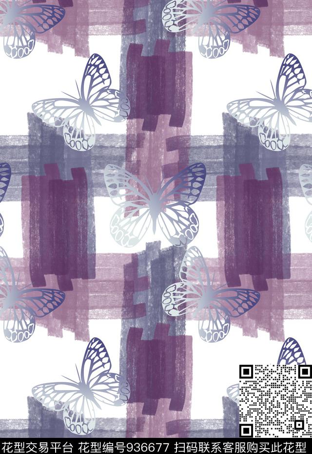 雪纺几何格子条纹混搭数码印花华亿平台下载（图片编号: 936677） - 瓦栏（Walan）