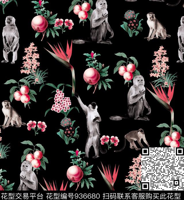 数码华亿平台石榴手绘花卉数码印花华亿平台下载（图片编号: 936680） - 瓦栏（Walan）