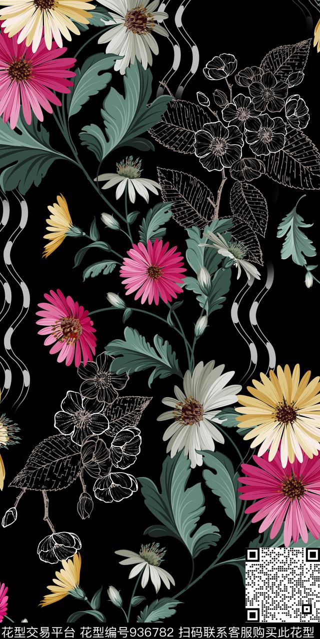 花卉女装3D立体数码印花华亿平台下载（图片编号: 936782） - 瓦栏（Walan）