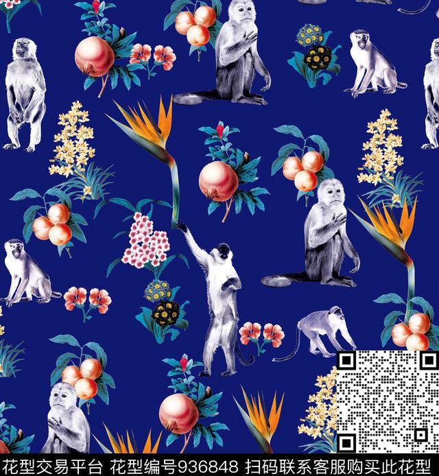 数码华亿平台石榴手绘花卉数码印花华亿平台下载（图片编号: 936848） - 瓦栏（Walan）