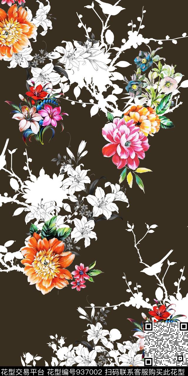 花卉宫廷风民族风数码印花华亿平台下载（图片编号: 937002） - 瓦栏（Walan）