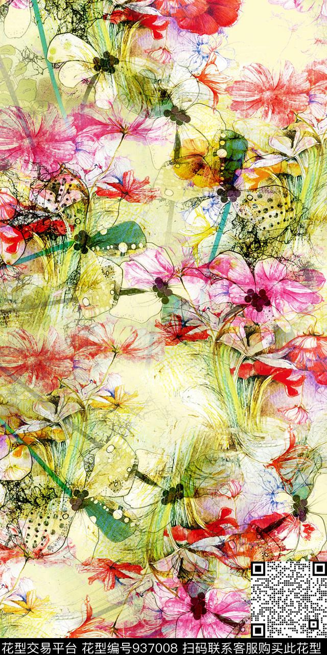数码华亿平台花卉民族风数码印花华亿平台下载（图片编号: 937008） - 瓦栏（Walan）