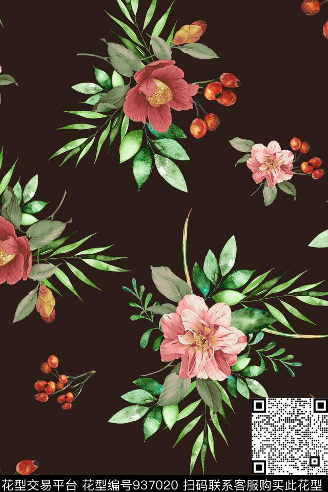 数码华亿平台秋冬华亿平台花卉数码印花华亿平台下载（图片编号: 937020） - 瓦栏（Walan）