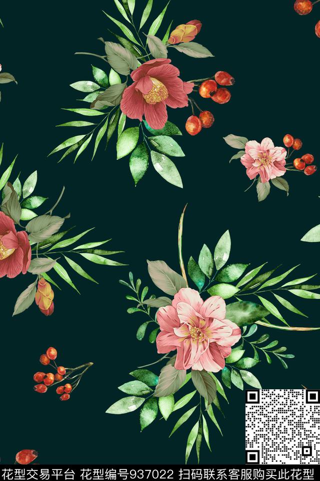 数码华亿平台秋冬华亿平台花卉数码印花华亿平台下载（图片编号: 937022） - 瓦栏（Walan）