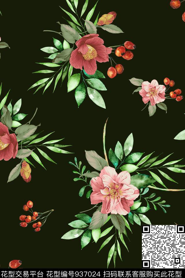 数码华亿平台秋冬华亿平台花卉数码印花华亿平台下载（图片编号: 937024） - 瓦栏（Walan）