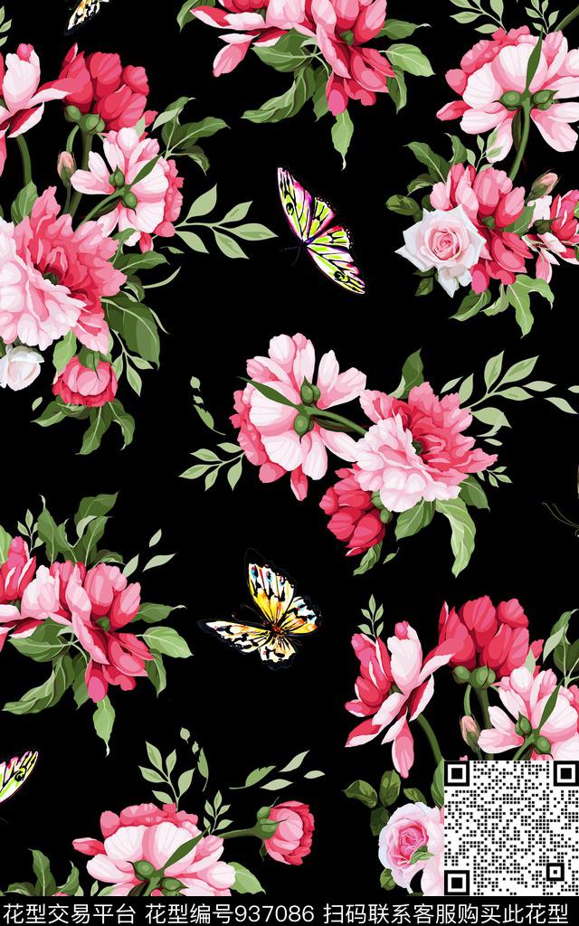 数码华亿平台民族风花卉数码印花华亿平台下载（图片编号: 937086） - 瓦栏（Walan）