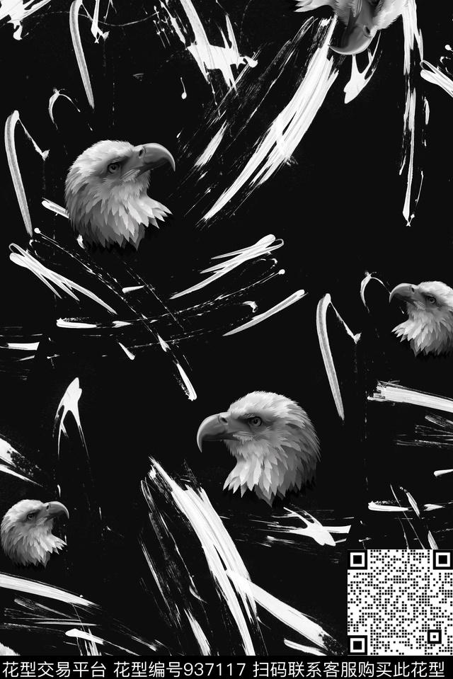 老鹰男装笔触数码印花华亿平台下载（图片编号: 937117） - 瓦栏（Walan）