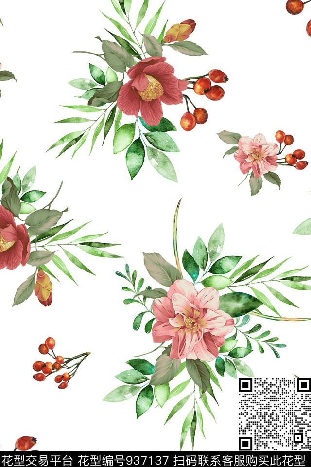 数码华亿平台秋冬华亿平台花卉数码印花华亿平台下载（图片编号: 937137） - 瓦栏（Walan）