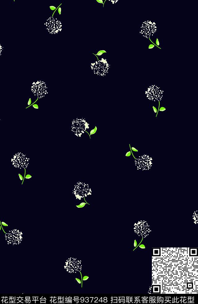 小碎花黑底花卉大牌风传统印花华亿平台下载（图片编号: 937248） - 瓦栏（Walan）