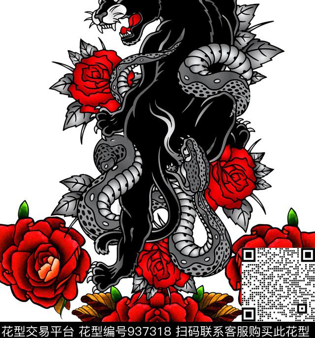 男装绣花骷髅定位花数码印花华亿平台下载（图片编号: 937318） - 瓦栏（Walan）