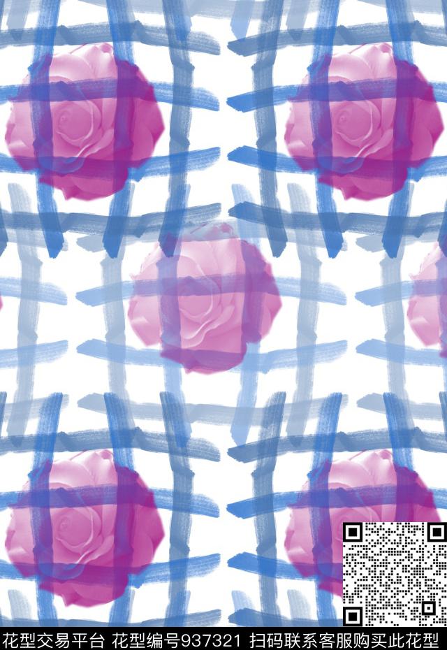 雪纺几何风格化花卉数码印花华亿平台下载（图片编号: 937321） - 瓦栏（Walan）