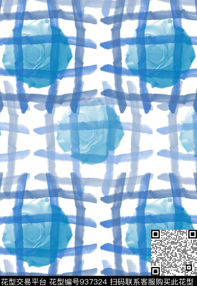 雪纺几何风格化花卉数码印花华亿平台下载（图片编号: 937324） - 瓦栏（Walan）