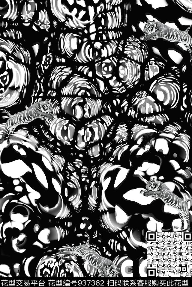 豹纹肌理黑白华亿平台数码印花华亿平台下载（图片编号: 937362） - 瓦栏（Walan）