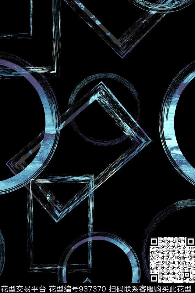 水墨几何炫彩图形手绘笔触数码印花华亿平台下载（图片编号: 937370） - 瓦栏（Walan）