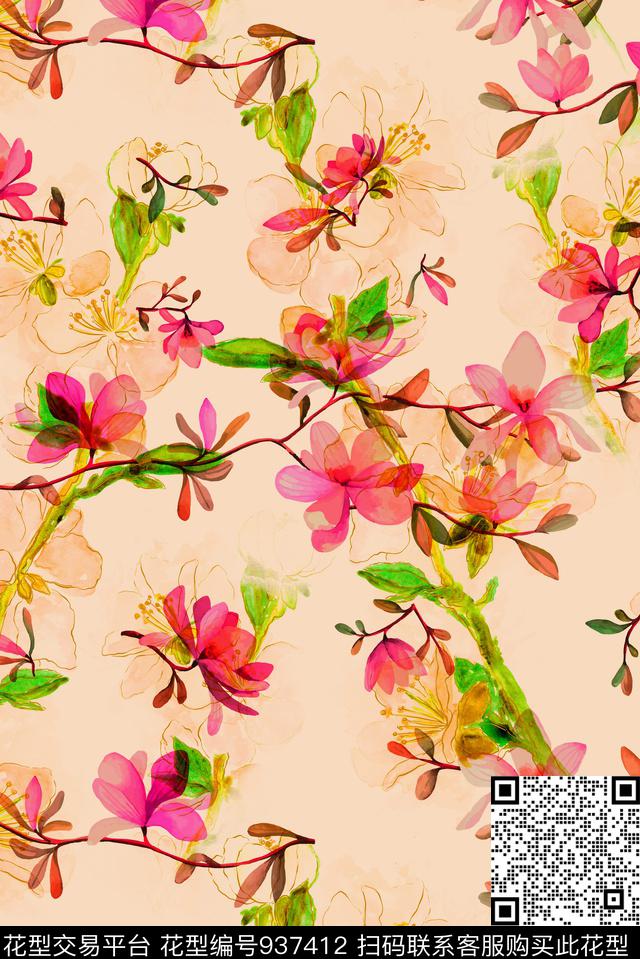 数码华亿平台小碎花花卉数码印花华亿平台下载（图片编号: 937412） - 瓦栏（Walan）
