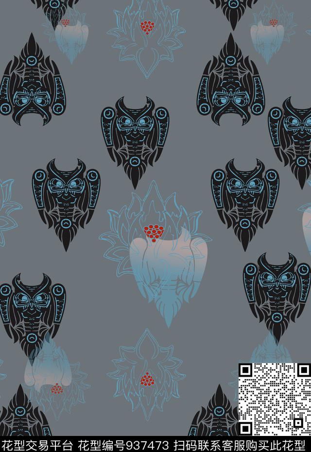 风格化花卉男装休闲花卉抽象数码印花华亿平台下载（图片编号: 937473） - 瓦栏（Walan）