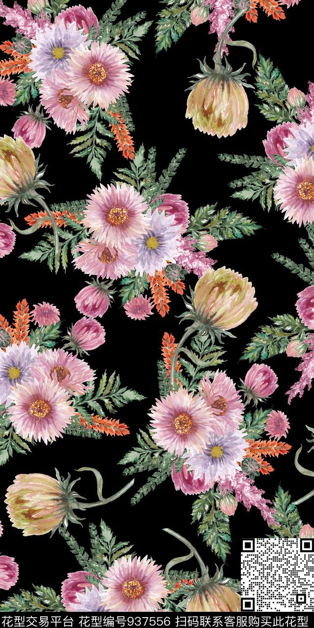 数码华亿平台手绘花卉小碎花数码印花华亿平台下载（图片编号: 937556） - 瓦栏（Walan）