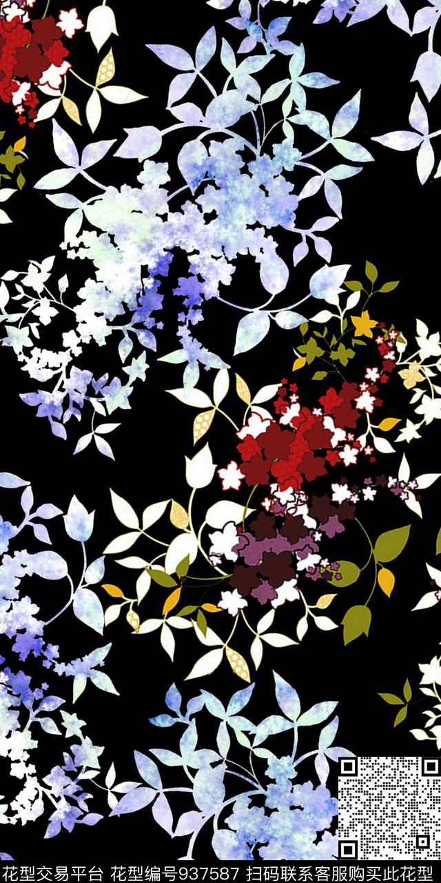 趣味小碎花花卉数码印花华亿平台下载（图片编号: 937587） - 瓦栏（Walan）