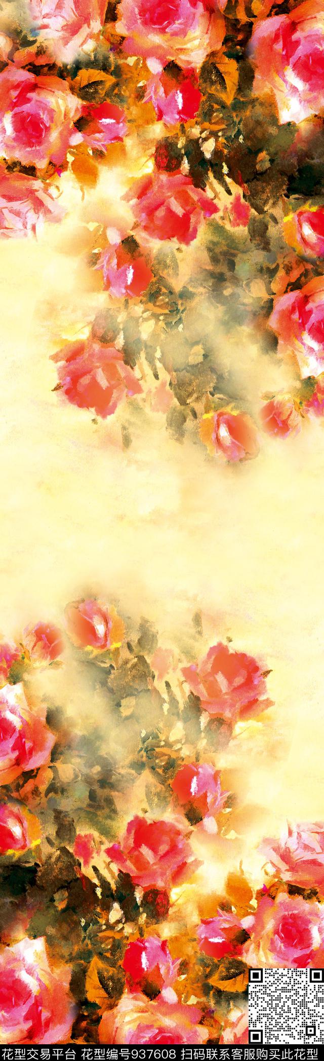 数码华亿平台围巾花卉数码印花华亿平台下载（图片编号: 937608） - 瓦栏（Walan）