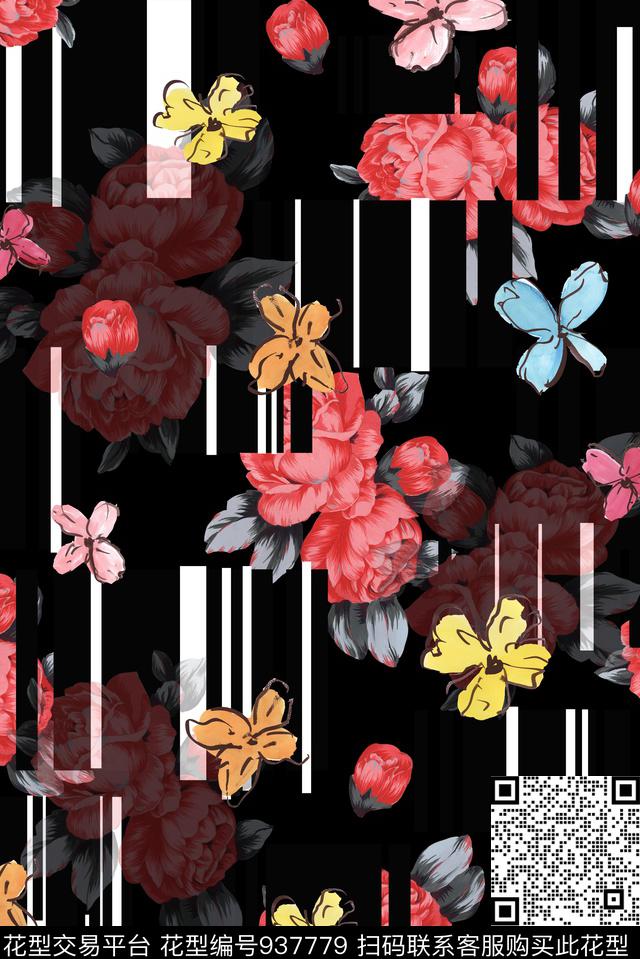 雪纺线条数码华亿平台数码印花华亿平台下载（图片编号: 937779） - 瓦栏（Walan）