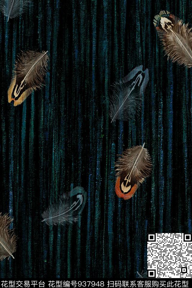 羽毛肌理男装数码印花华亿平台下载（图片编号: 937948） - 瓦栏（Walan）