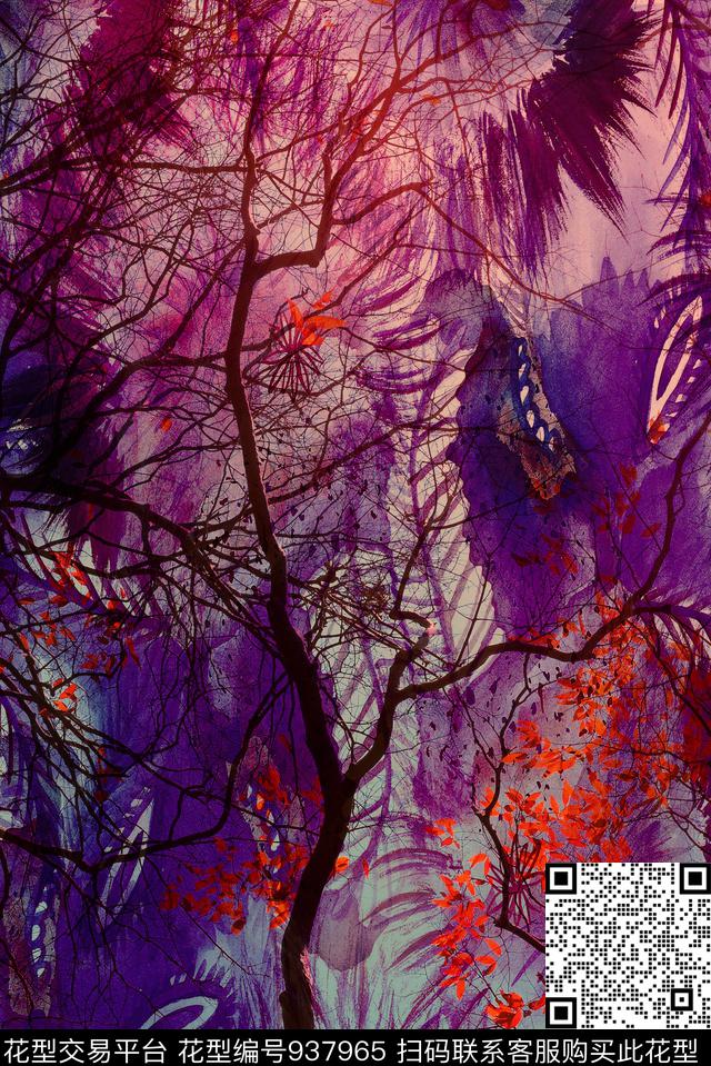 数码华亿平台渐变花卉数码印花华亿平台下载（图片编号: 937965） - 瓦栏（Walan）