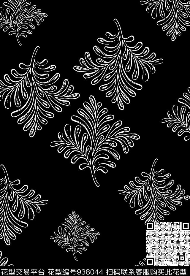 抽象花卉风格化花卉绿植树叶传统印花华亿平台下载（图片编号: 938044） - 瓦栏（Walan）