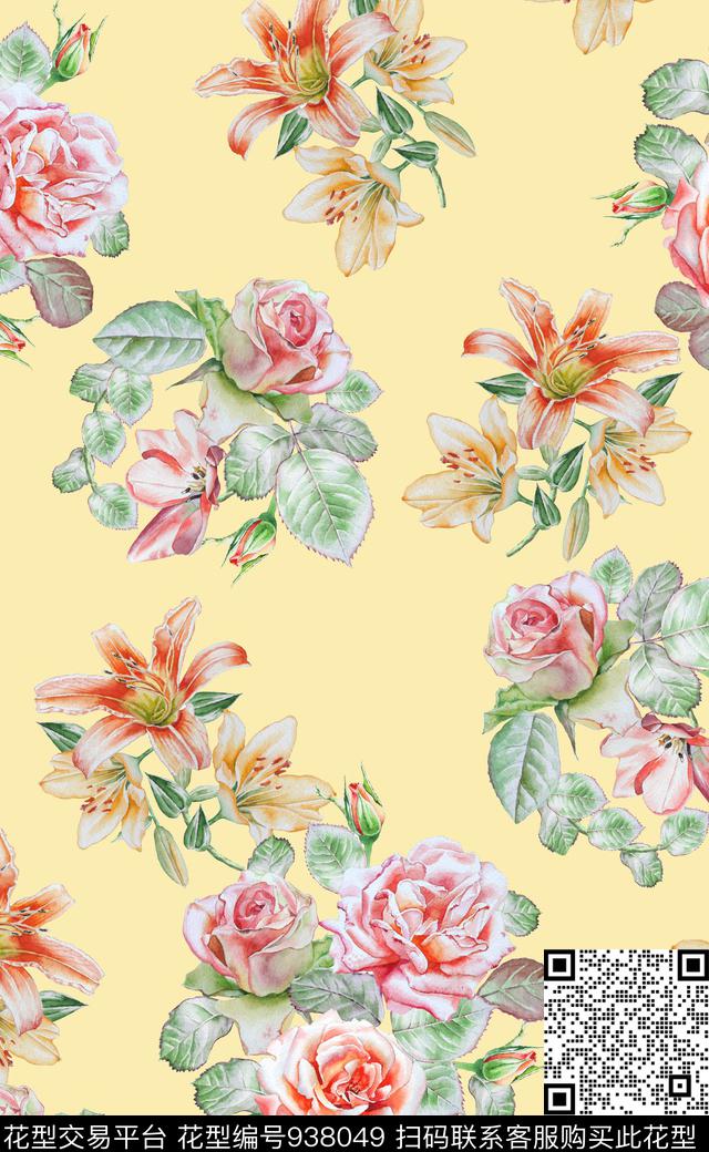 植物素雅数码华亿平台数码印花华亿平台下载（图片编号: 938049） - 瓦栏（Walan）